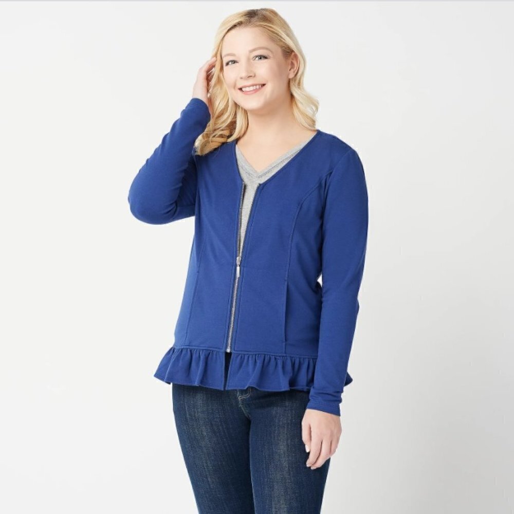 Denim & Co. French Terry Long-Sleeve V-Neck Jacket
